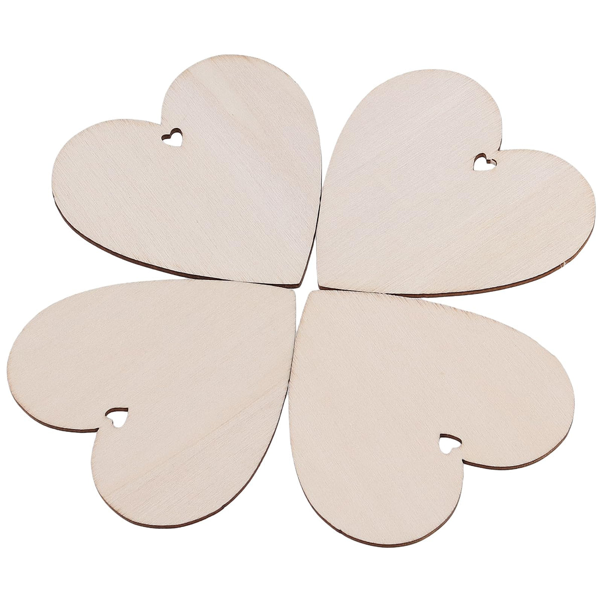 HEIHAK 180 Pieces 3 Inch Wooden Heart Slices, Unfinished Predrilled DIY Wooden Slices Embellishments with Jute Rope, Wood Hearts for Crafts for Valentine's Day, Wedding, Thanksgiving
