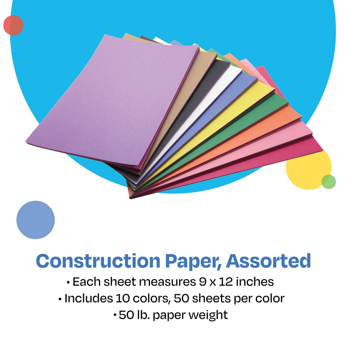 Childcraft Construction Paper, 9 x 12 Inches, Assorted Colors, 500 Sheets