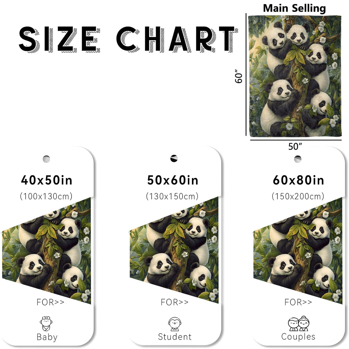 wyxdwh Cute Panda Blanket, Cozy Flannel Adorable Pandas in a Tree Throw Blanket for Couch Outdoor, Plush Soft Lightweight Travel Blankets for Bed Decor and Gifts, for Women Boys Girls Kids 50"x60"