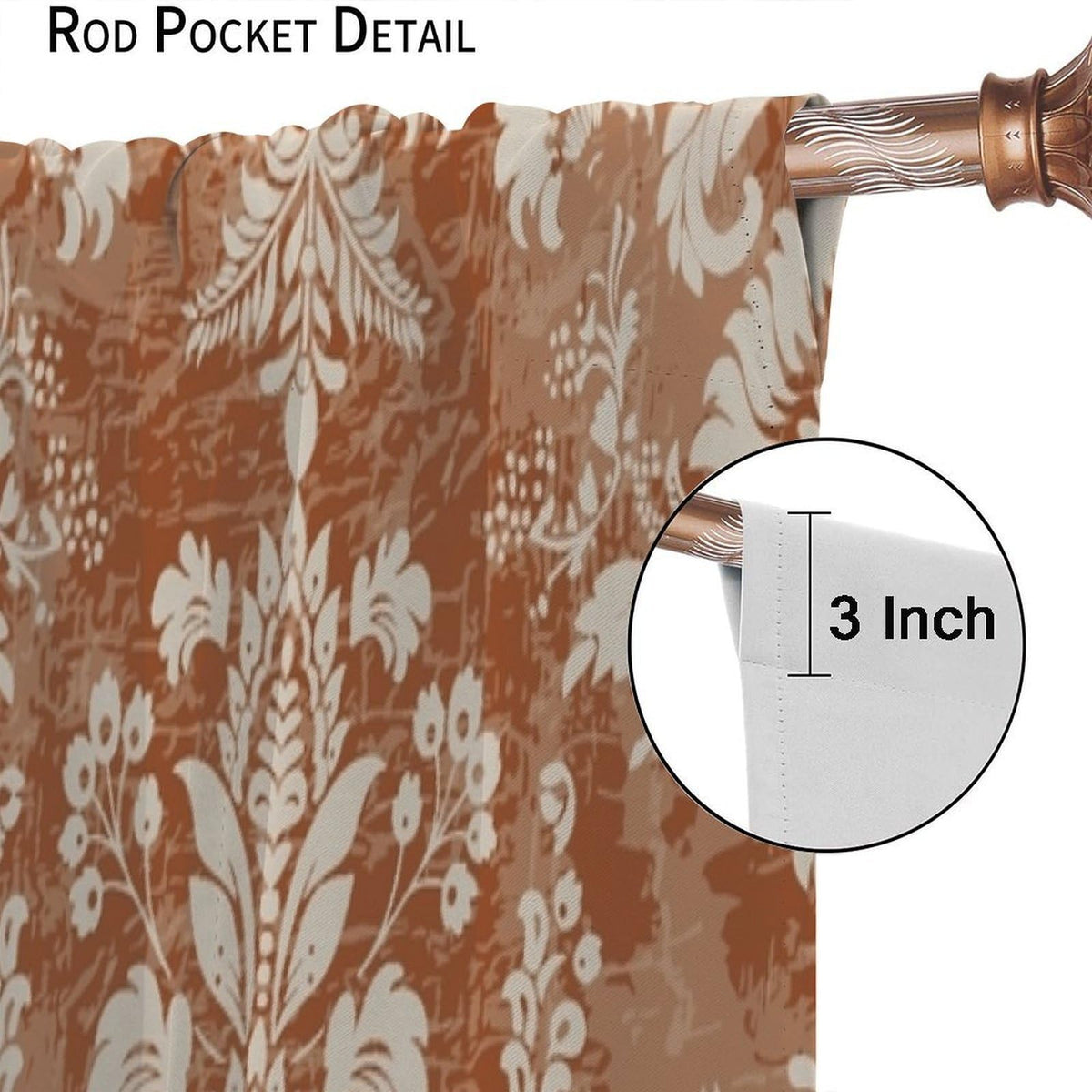 Nanacur Abstract Damask Curtains, Floral Paisley Geometric Ethnic Pattern Aztec Style Window Drapes, for Kitchen Living Room Bedroom 42" W X 45" L (Decorative)