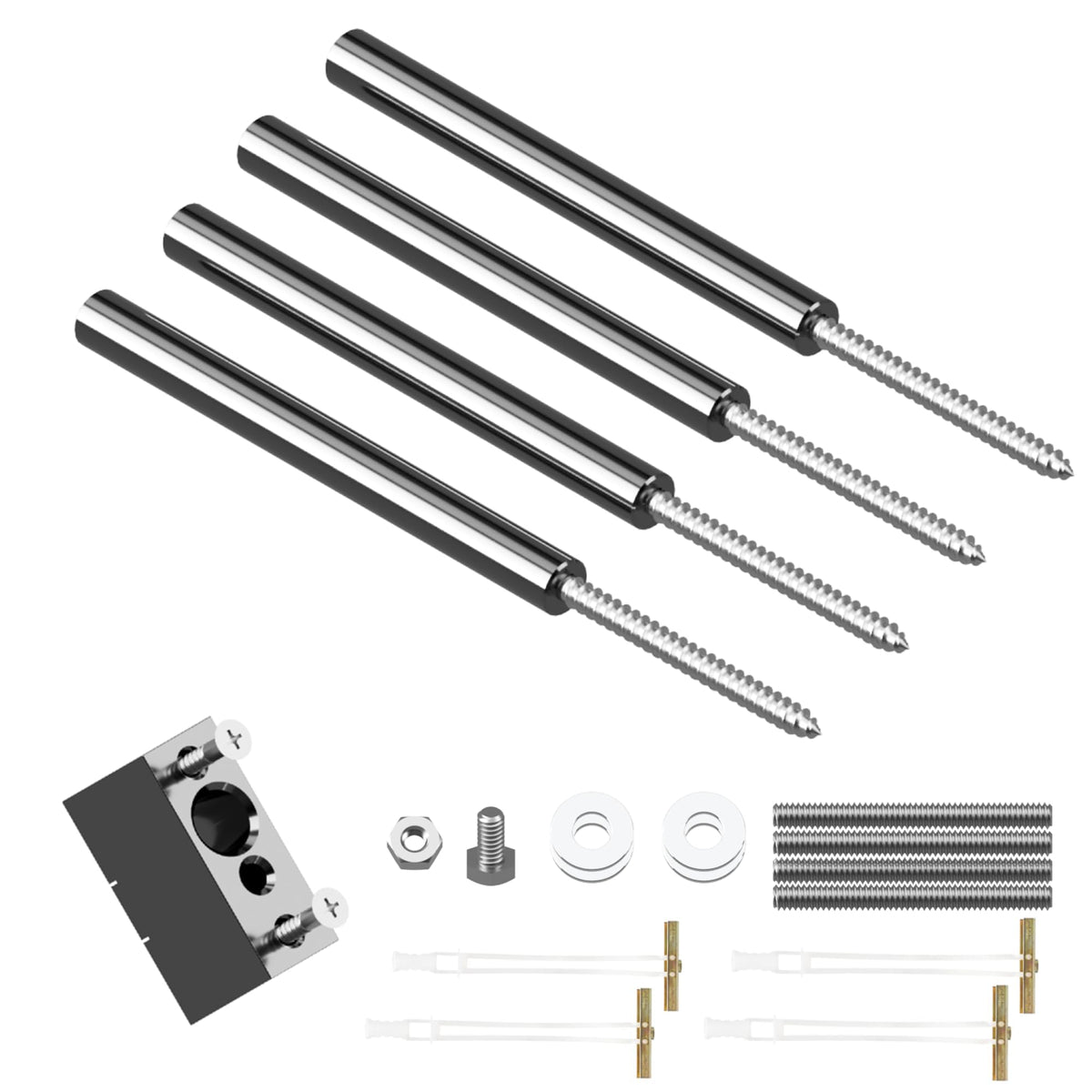 Floating Shelf Hidden Bracket 5" (4 PCS) - Hidden Supports for Wooden Floating Shelves - Drywall Mount or Stud Mount with Included Drill Guide and Steel Hardware