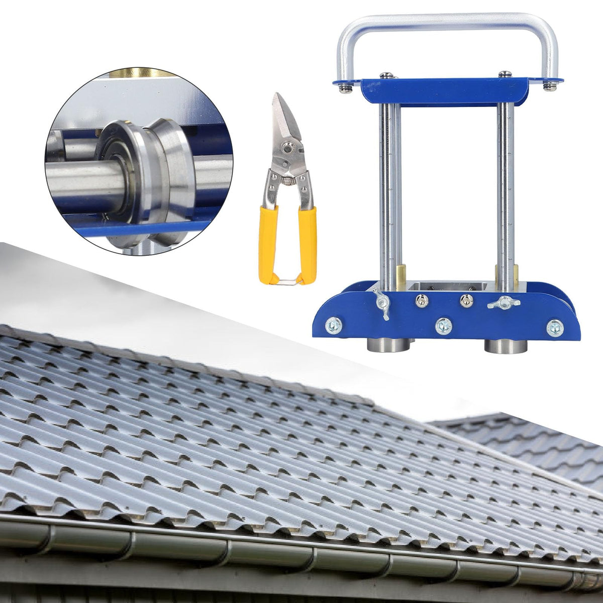 Manual Roll Bender, 3 Station Roller for Sheet Metal, Bending Machine with 0-90 Degree Angle, for Roofing Materials, Rain Diverters and Gutters