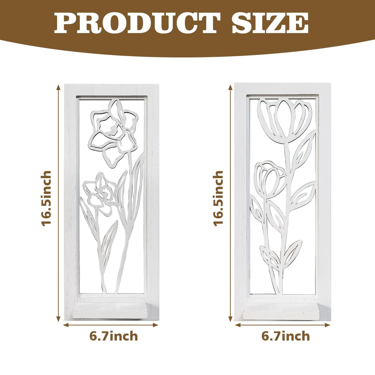 ZEXUIRU 2 Set Rustic Candle Sconces Living Room Bedroom Entryway Wood Mirrored, Farmhouse, Carved Frame Wall-Mount Wooden Candle Holders Wall Decor Hanging Handmade Holder - Distressed White