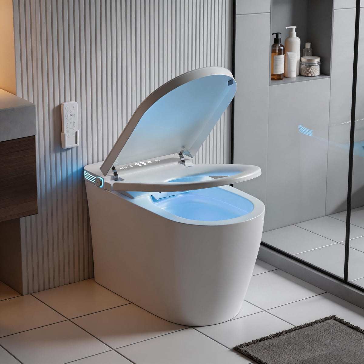 Smart Toilet with Bidet Built in, One Piece Bidet Toilet with Auto Dual Flush, Soft-Close Seat & Lid, Electric Tankless Toilet with Elongated Heated Seat, Foot Sensor, Warm Water & Dryer, LED Display