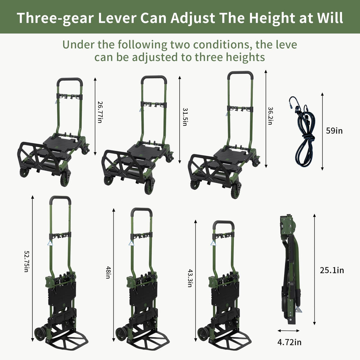 2-in-1 Black Folding Small cart, Outdoor Cargo handling Vehicle, Flatbed Trailer with a Load Capacity of 330 pounds (1, Black Brake)