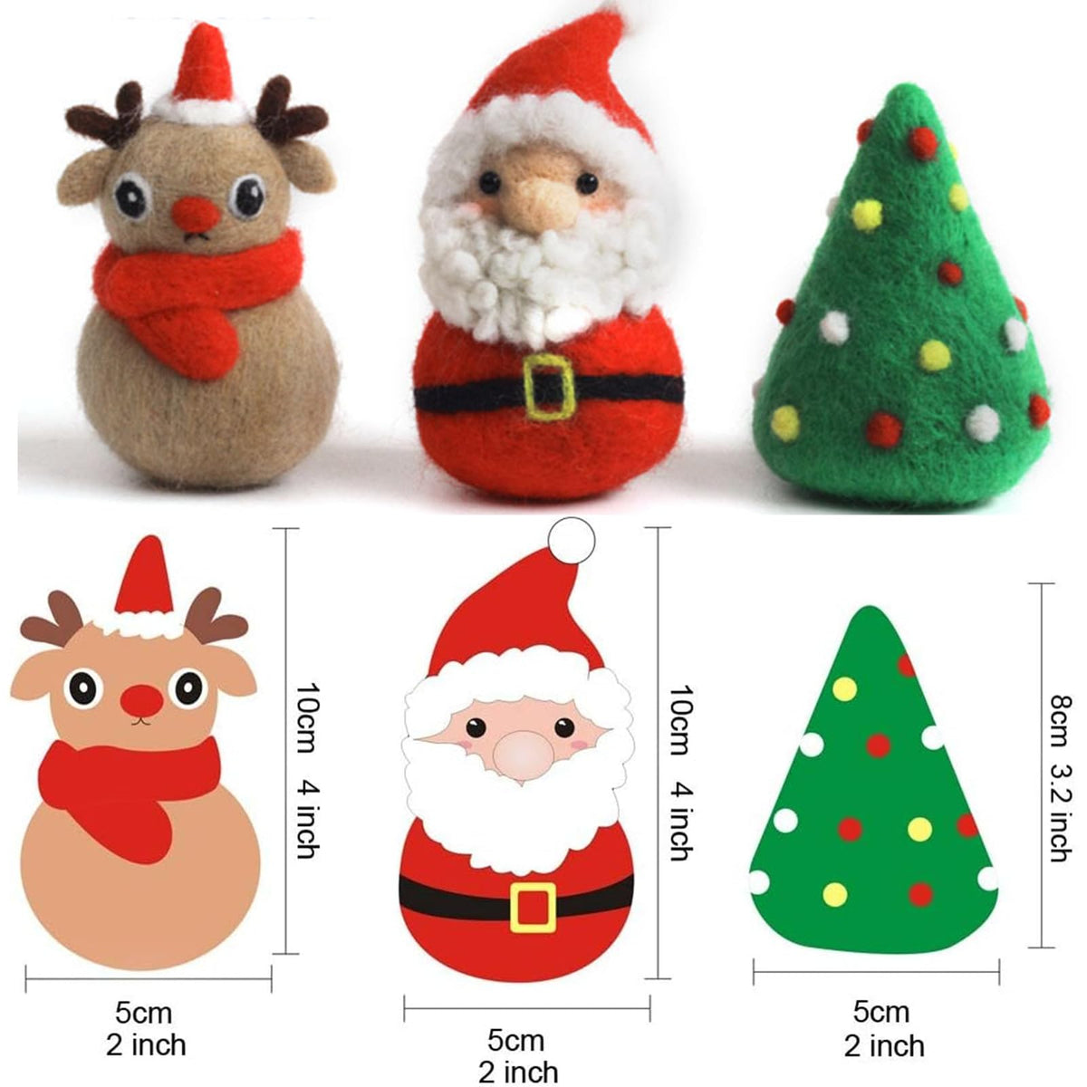Needle Felting Kits Christmas Day - Santa Claus Christmas Tree Reindeer Wool Felting Kit - Needles, Finger Guards, Density Mat with DIY Instructions, New Year Gifts, Needle felting kit For Beginner