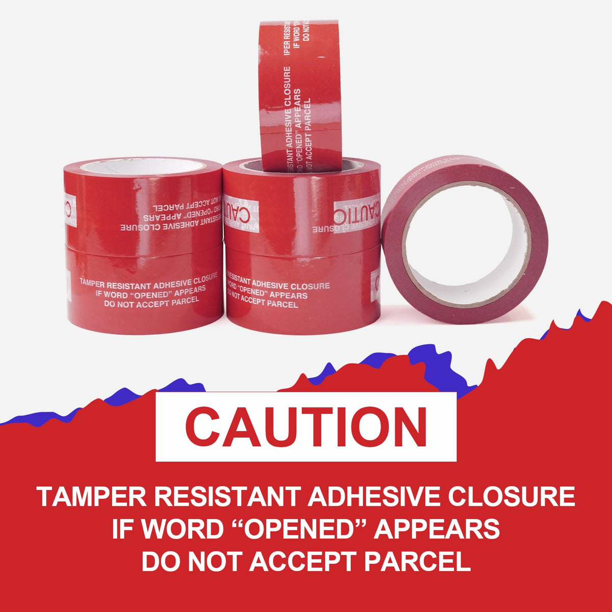 JKMCIM 1 Roll 100% Total Transfer Tamper Evident Tape Security Tape Packaging Tape for Boxes(2 Inch X 55 Yards X 2 Mil,Red)