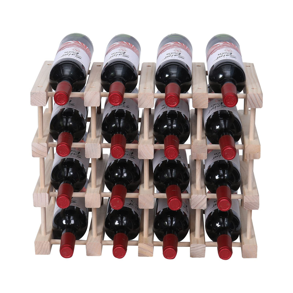 guilai Wooden Stackable Storage Modular Small countertop Wine Rack Cabinet,Freestanding for Floor Wood Wine Bottle Shelf (16bottle)