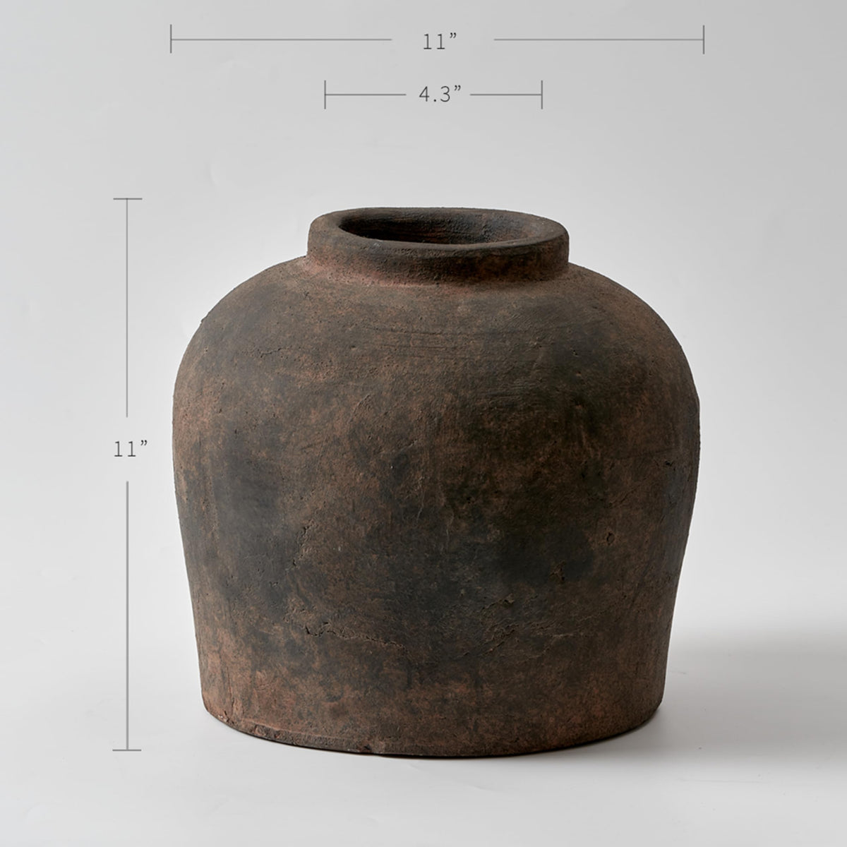 LB2 Brown Ceramic Large Vase, 11" Tall Zen Style vase, Terra Cotta Pitcher, Distressed Farmhouse Decor, Pottery Decorative Flower for Home Decor (B - Brown 11")