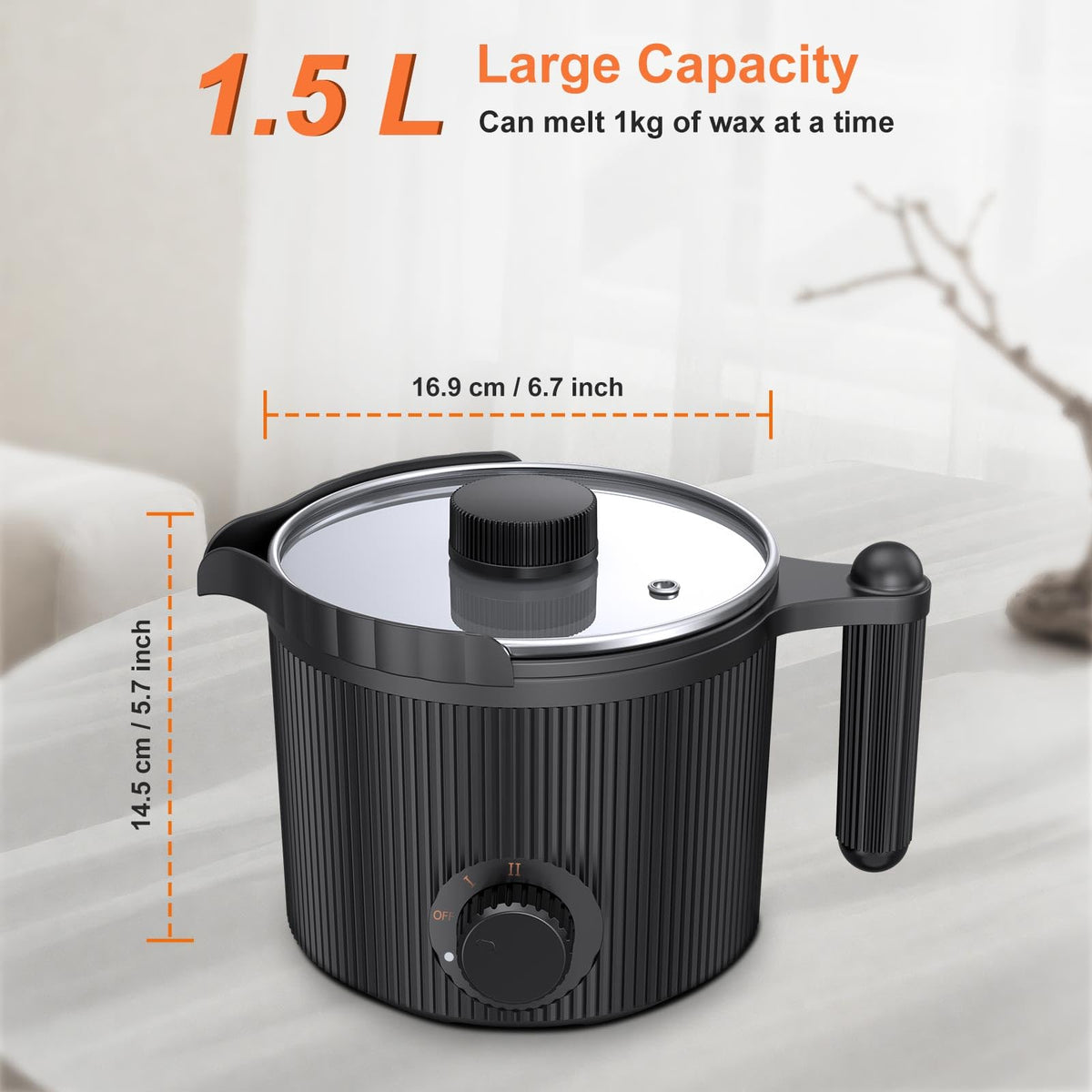 venpow Candle Wax Melter with Pour Spout, Candle Making Kit for Adult Beginners, 1.5L Large Capacity, for Making Candles and Soaps, Kit Includes Wax Melting Pot and Stirring Spoon - Black
