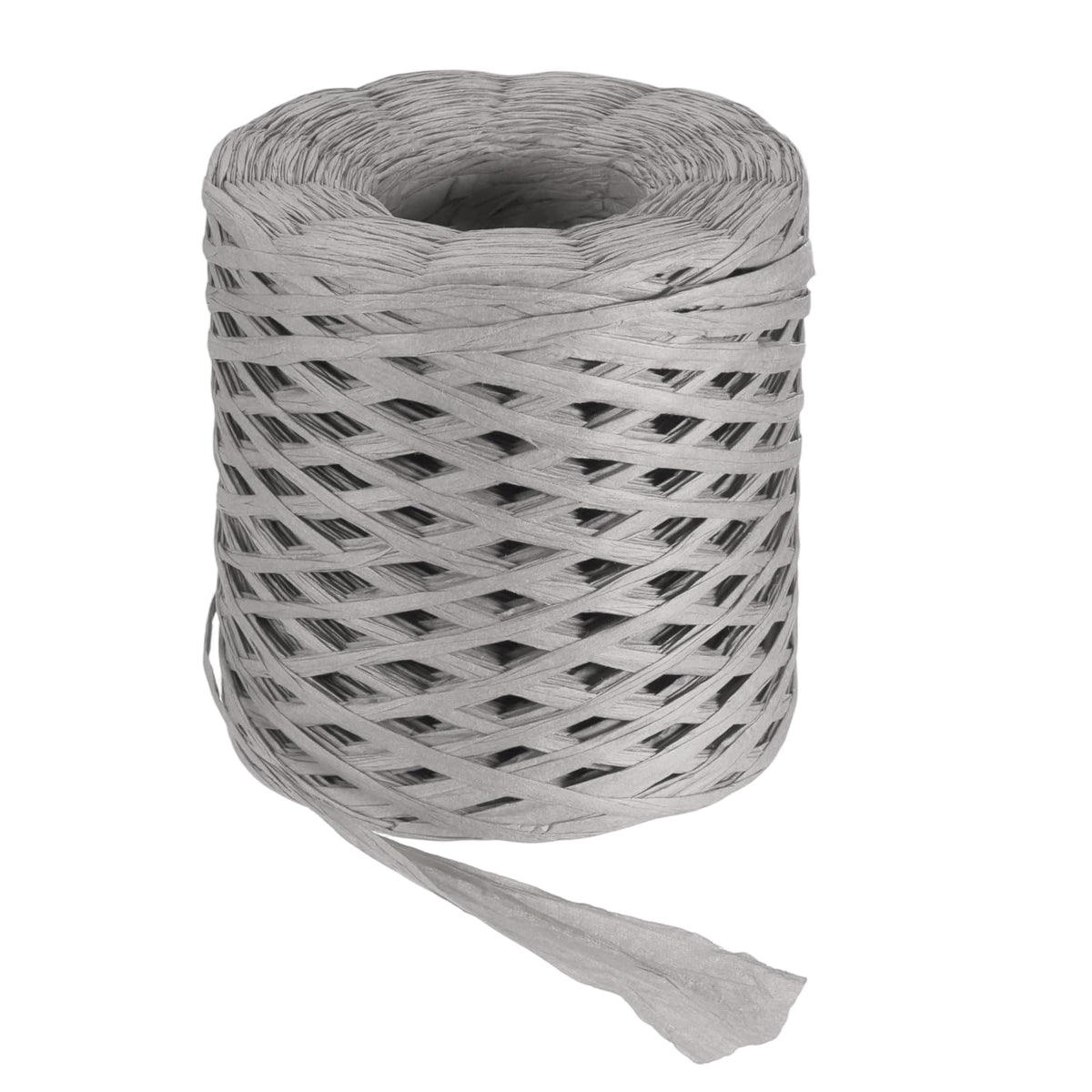 MECCANIXITY Gray Raffia Ribbon, 219 Yard Natural Raffia Paper String 4mm Wide Packing Paper Twine Rope for Gift Wrapping DIY Crafts Crocheting Knitting Holiday Decoration