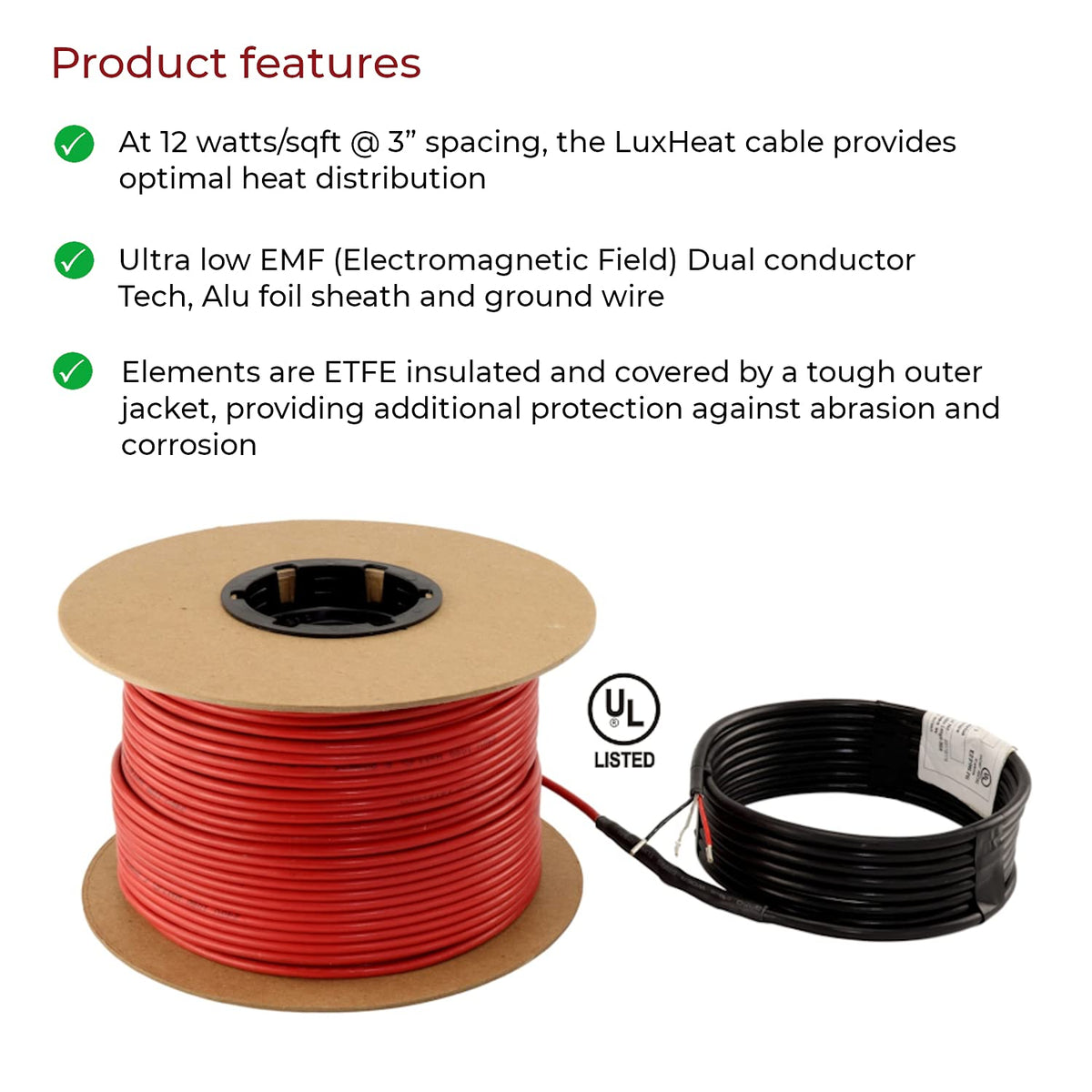 LuxHeat 30sqft Floor Heating Cable Kit - 120v Heated Floor Kit for Tile - Heated Flooring System Includes UDG4 Programmable Thermostat w/GFCI, Electric Heating Cable, Strapping, Sensor & Alarm