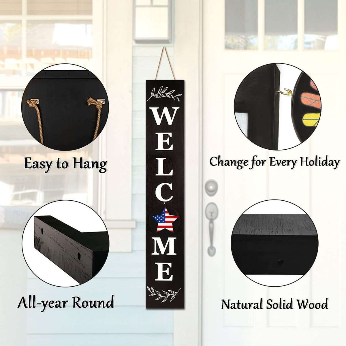 LOTKEY Interchangeable Welcome Sign for Front Porch Standing