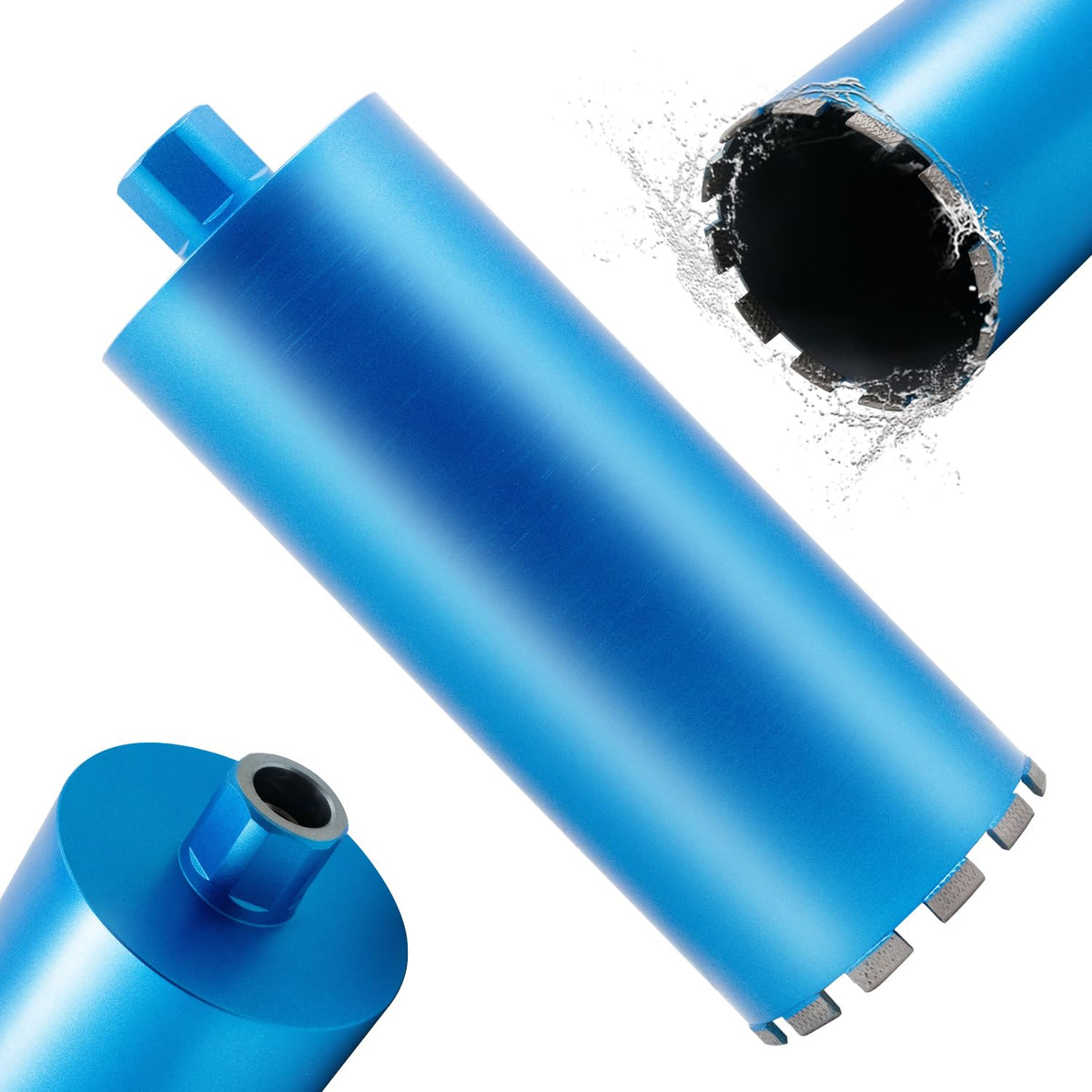 HBKEEN 8" Wet Diamond Core Drill Bits for Concrete with Rebar, Brick, Block, Masonry, 15" Drilling Depth, 1-1/4-7" Thread, Laser-Welded Segments for Construction & DIY Home Renovation