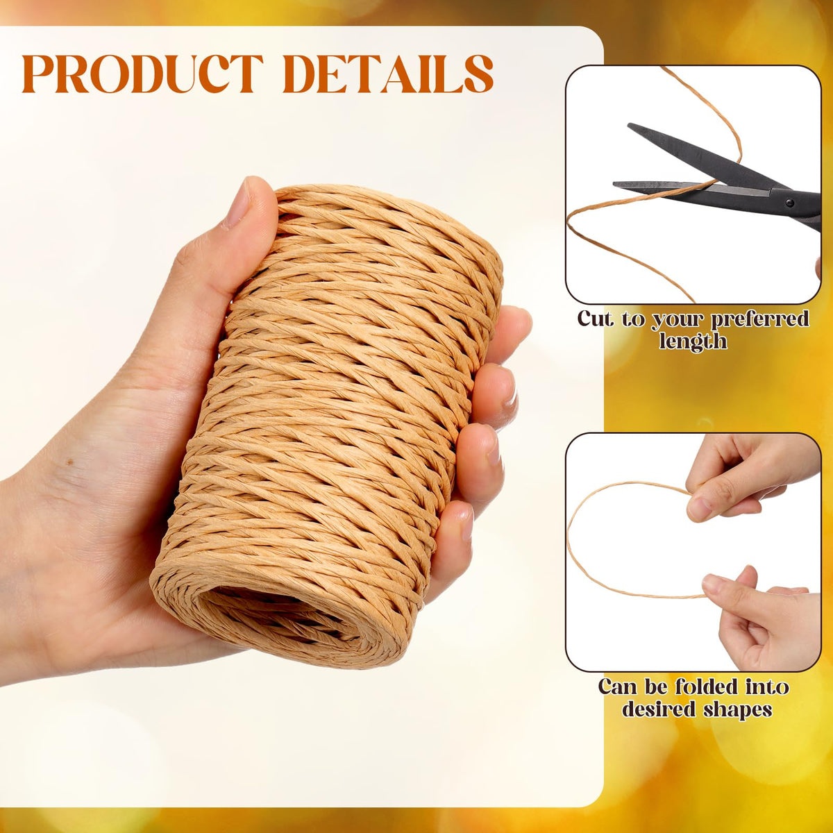 Threlaco 3 Roll 164 Feet Floral Wire Rustic Vine Bind Wire for Wreath Making, Flower Bouquets, Gift Wrapping, DIY Craft, Wedding Decor(Light Brown)