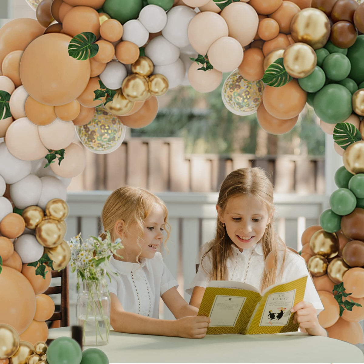iLaFm 142PCS Sage Green Brown Balloon Garland Kit Jungle Safari Wild Woodland Balloon Arch Olive Green Gold Coffee Cocoa Balloons for Wedding Birthday Shower Party Decorations