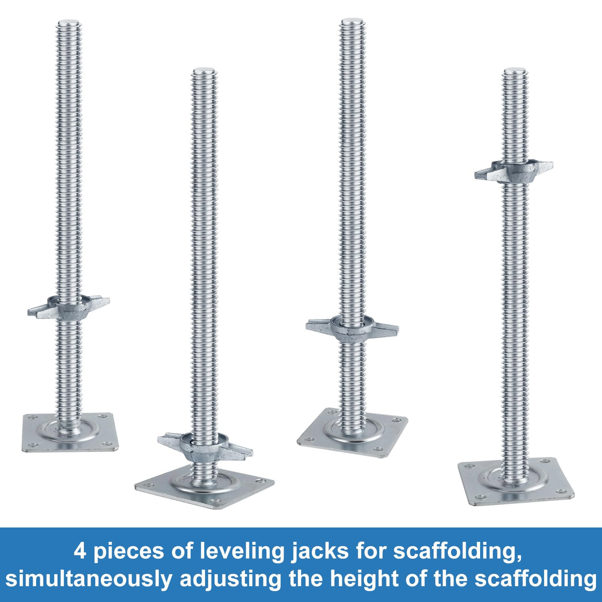 18" Scaffold Adjustable Leveling-Jack Parts - Yzzwer Galvanized Solid Threaded Rod Scaffolding Feet for Baker Style Scaffolding 4 Pack