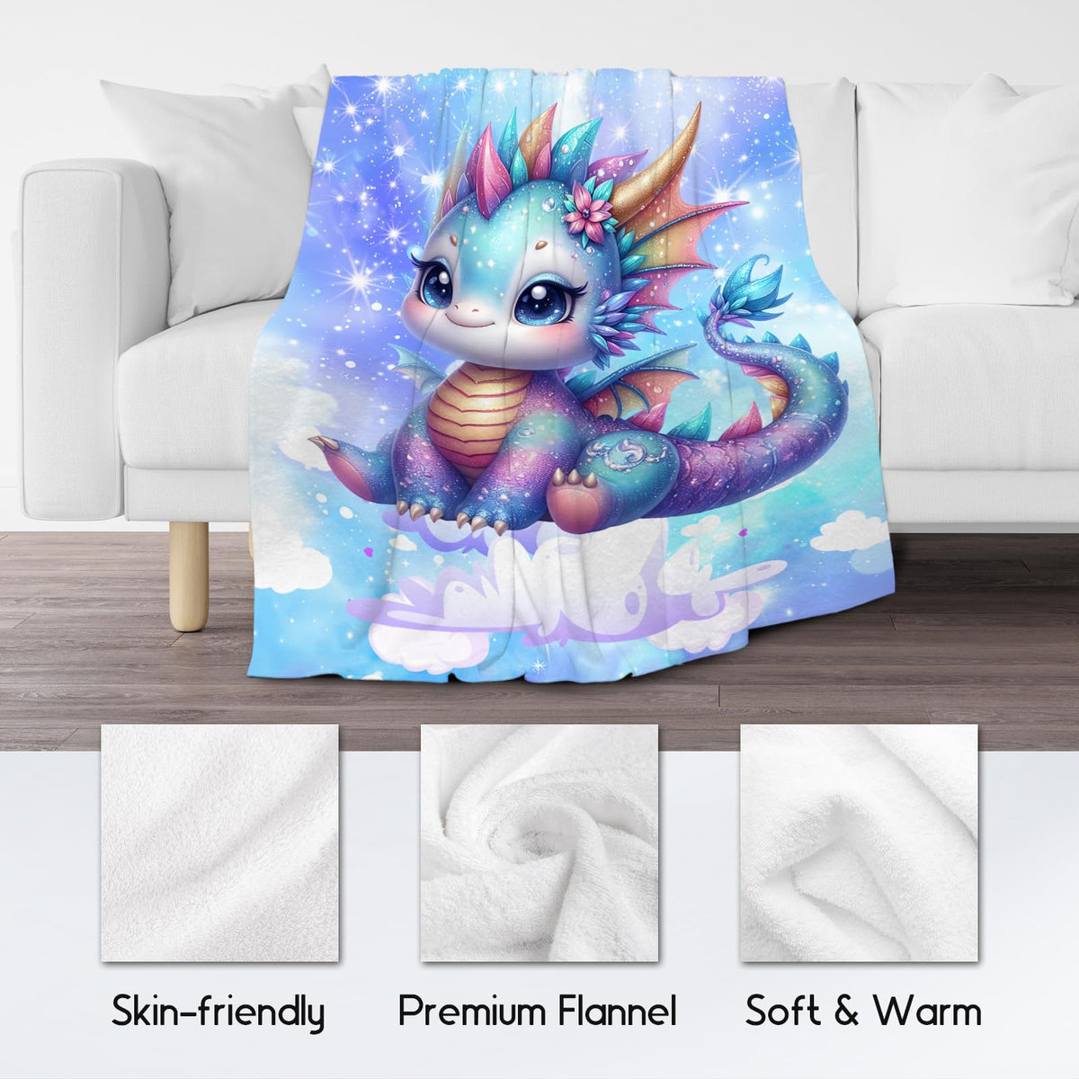 Toddler Blanket, Dragon Blanket Gifts for Girls, Kids Fleece Throw Soft Comfy Throws for Sofa Couch, 40"x50"