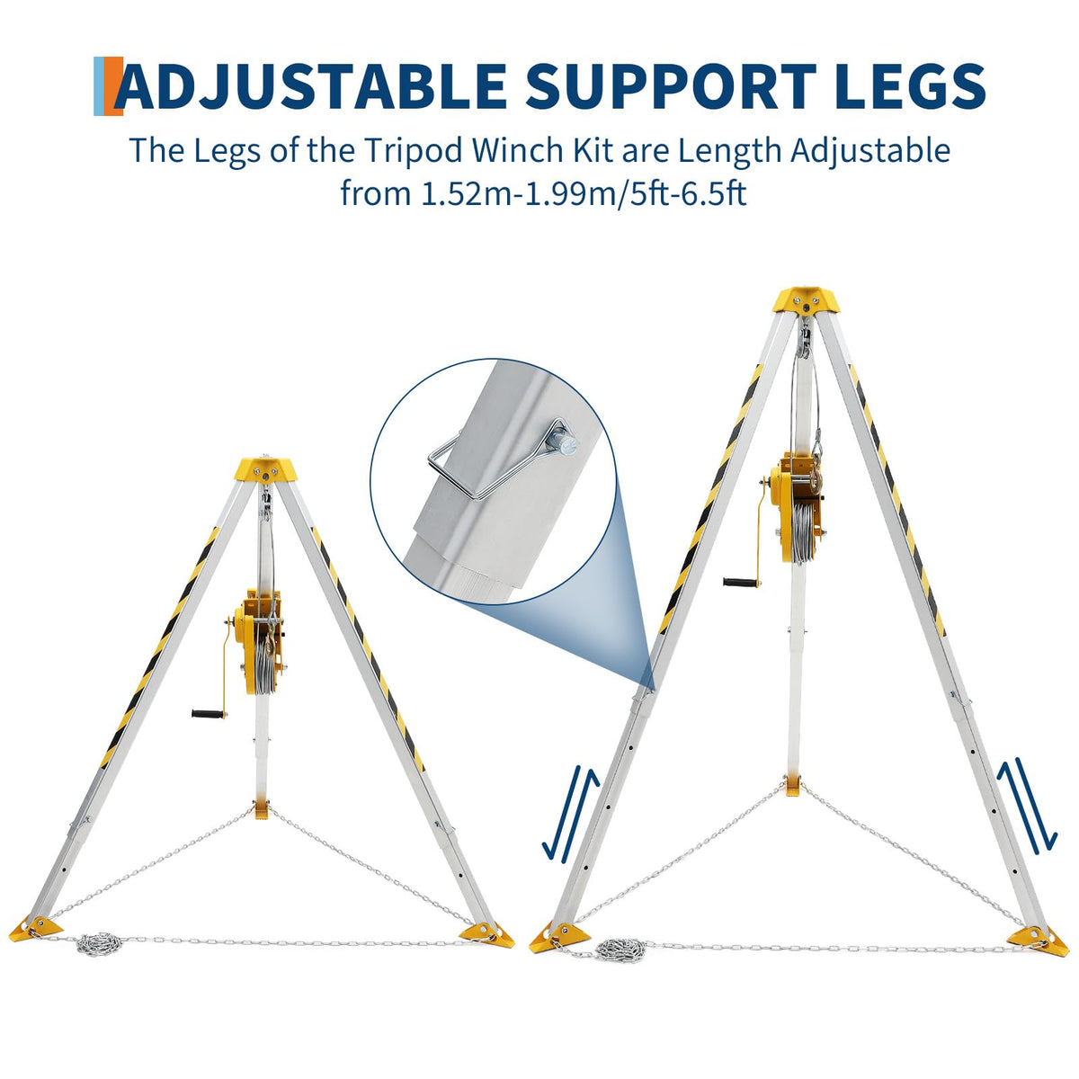 EliteEdge Confined Space Rescue Tripod Kit with 1200 lbs Winch, 6.5 ft Legs, 98 ft Cable and Storage Bag, Steel Construction Rescue Tripod for Traditional Confined Spaces Safety