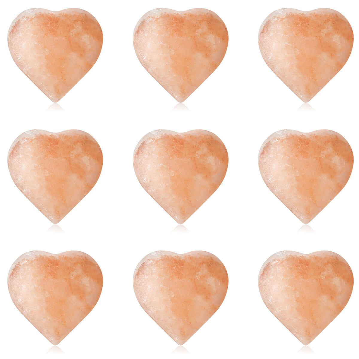 Swiffen 10 Pcs Heart Massage Stones, Pink Crystal Himalayan Salt Stones Hot Hand-Carved Rocks for Massage Therapy Home Spa Deodorant and Salt and Sugar Scrubs, 2.7 x 2.7 x 1