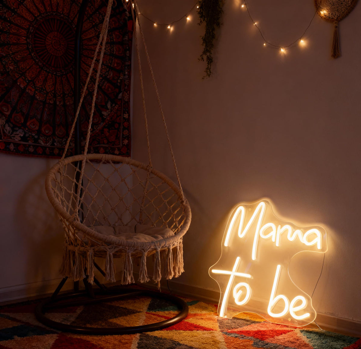 Mama To Be Neon Sign, Baby Shower Party Gift Home Bedroom Nursery Room Wall Table Decor, Warm White USB Powered Dimmable LED Neon Light 15.7 x 11.8 In