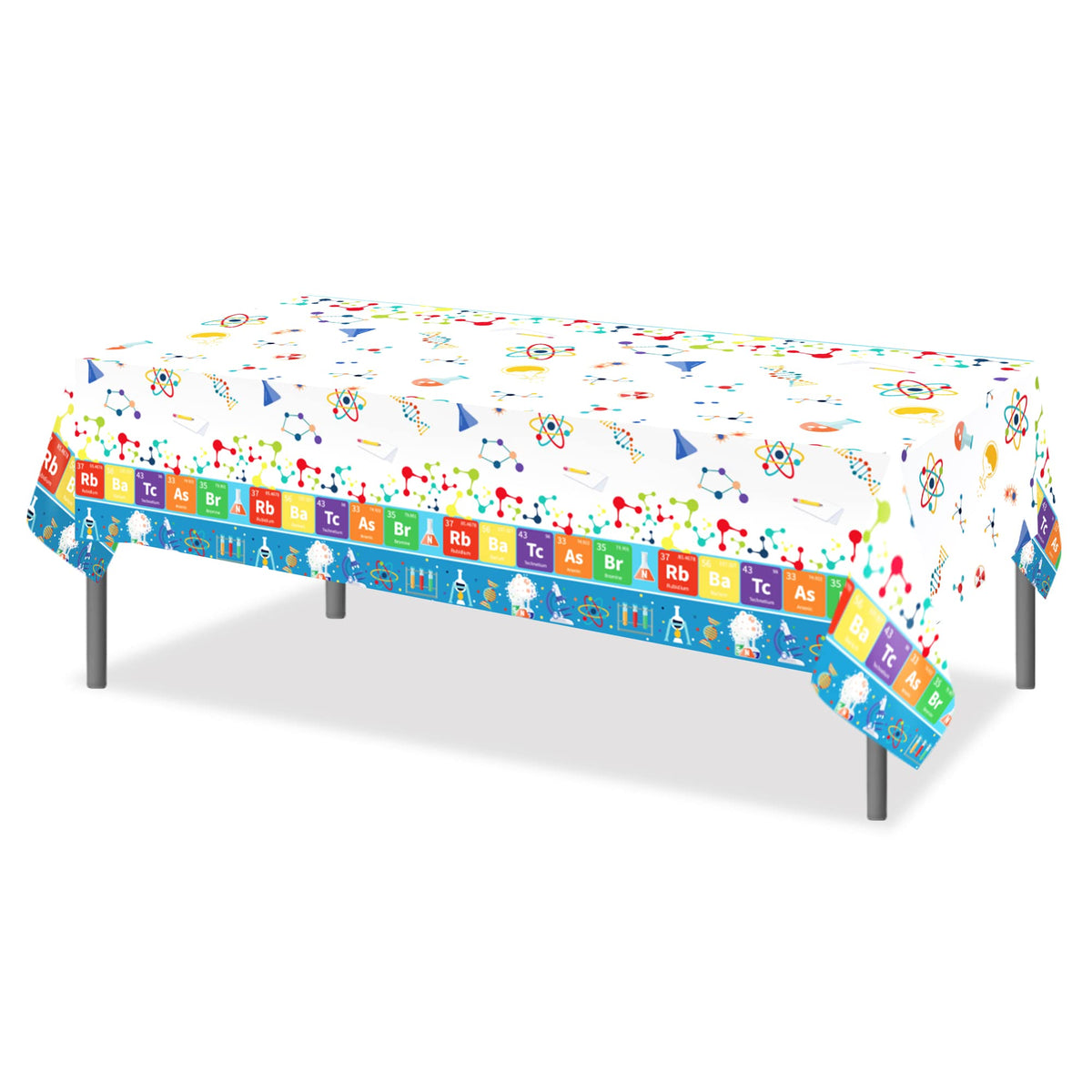 CC HOME 1 Pack Science Laboratory Plastic Tablecloth 54 x 87 Inch Long Rectangular Table Cover for Buffet,Birthday Party Holiday Dinner,Picnic or Tablecloth for Kitchen Event Use