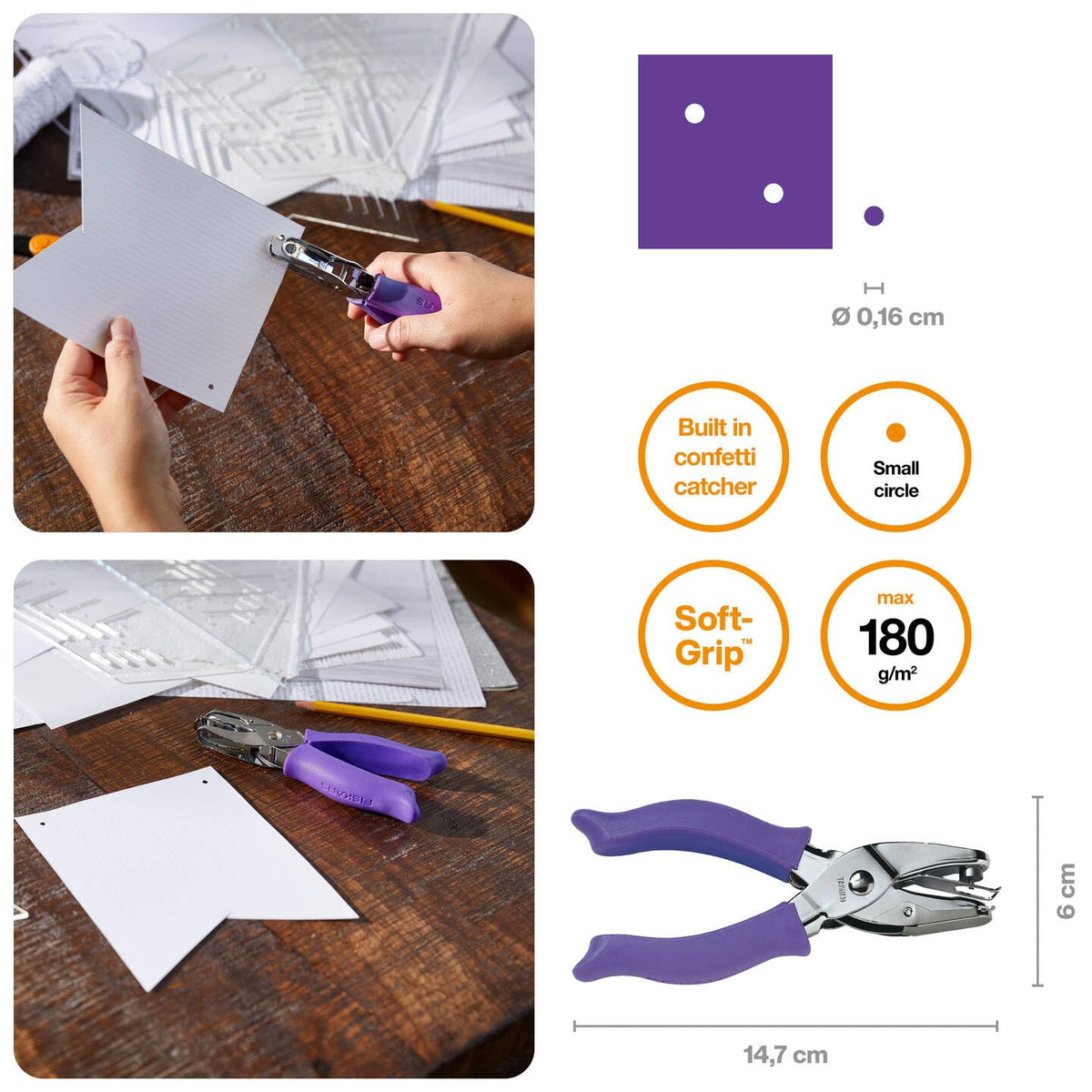 Fiskars 1/16 Inch Hand Punch, Circle, Purple