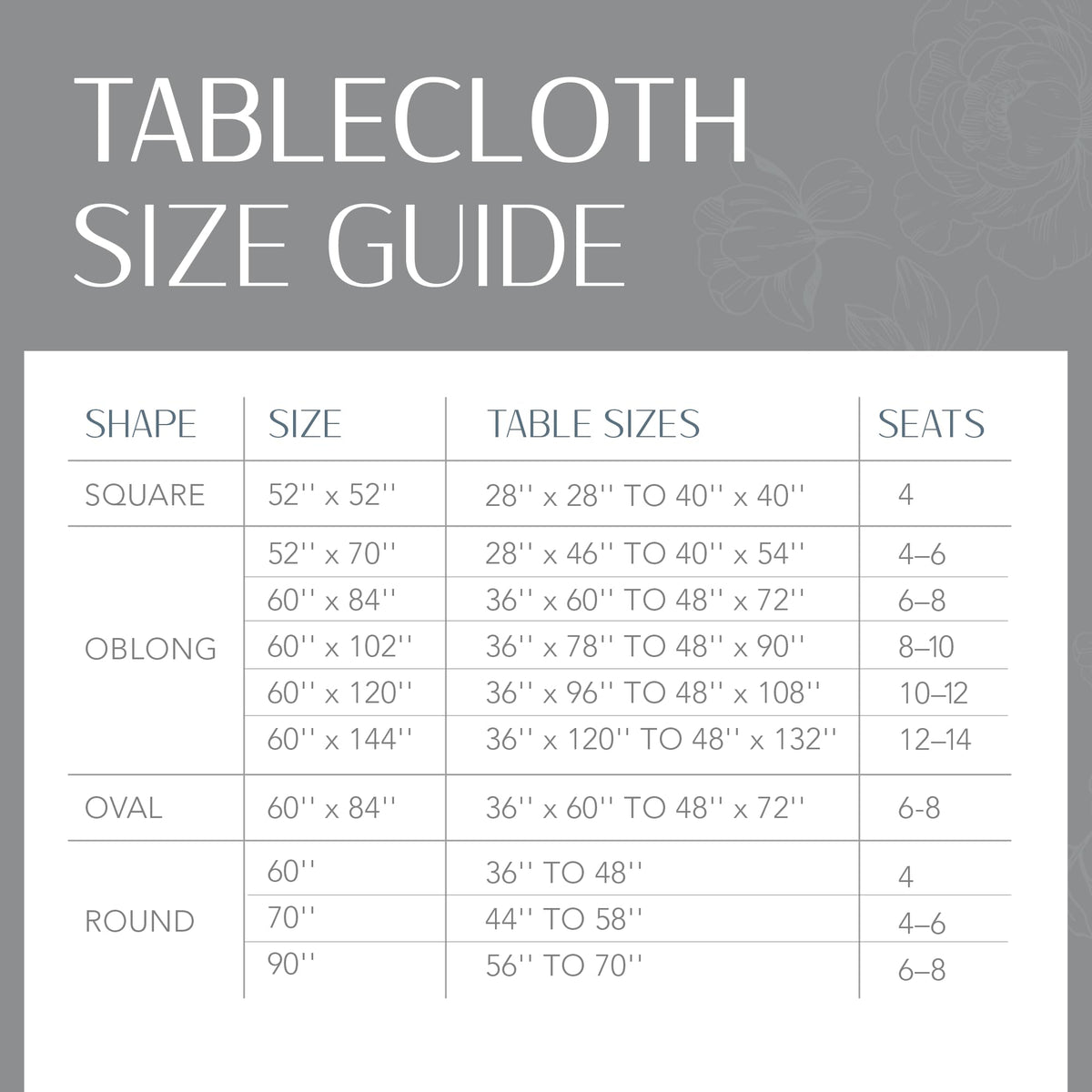 Threadmade Continental Solid Texture Water Resistant Tablecloth, Gray - 60" W x 84" L
