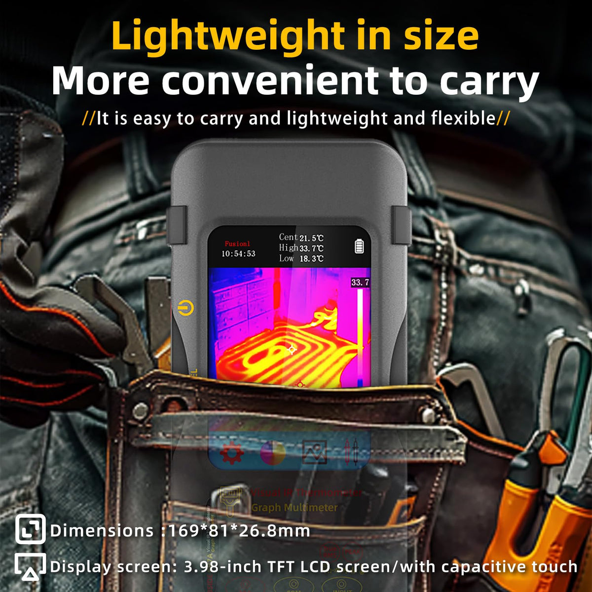 BSIDE SH7A Thermal Imager Multimeter 2 in 1, 320×320 IR Resolution with 20000 Words Multimeter 3.98'' Touchscreen 25Hz Infrared Thermal Camera 15 Thermal Palettes TRMS Auto-Ranging Tester