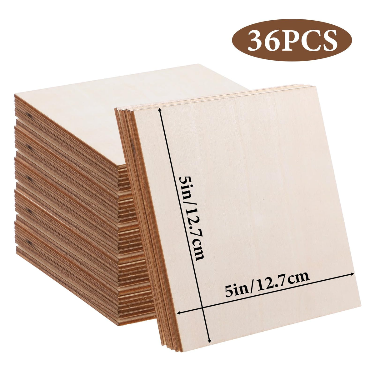 36pcs 5 Inch Wooden Squares for Crafts, 30 Large Letter Stencils Custom Stencil Set, Letters for Wall Decor, Tiles for Crafts, Unfinished Wooden Letters for Painting Home Farmhouse