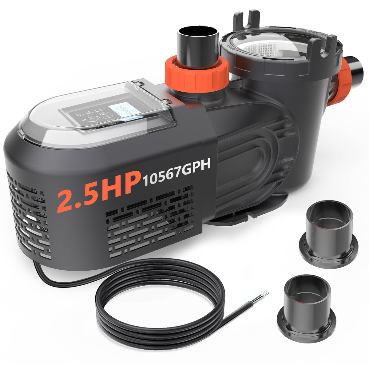 VARMINPOOL Variable Speed Pool Pump Inground, 2.5HP, 10567GPH High Flow Energy Efficient Pool Pump for Above Ground Pool, Programmable Timer, Rain Cover, 220V, Large Filter Basket