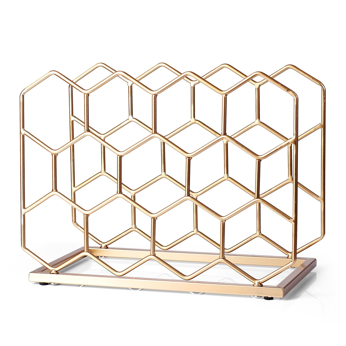 Drincarier 14 Bottle Countertop Wine Rack - Freestanding Modern Gold Metal Wine Rack - Tabletop Wine Holder Stand for Cabinet, Pantry, Wine Bottle Storage……