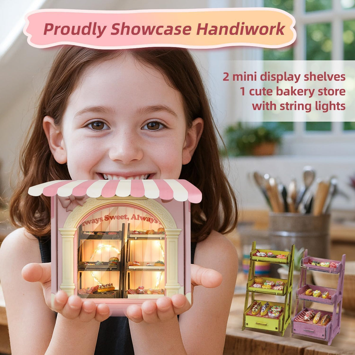 iLAND Girls Crafts Ages 8-12 Creative Craft Kits for Kids and Adults DIY Mini Bakery Miniature Food Toys Air Dry Clay for Kids Fun Family Game Night 9 10 11 Year Old Girl Gift Birthday Gift Ideas Cute