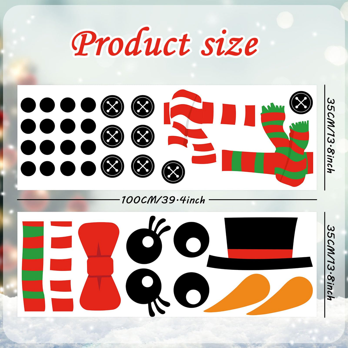 JarThenaAMCS 2 Sheet Christmas Snowman Door Stickers Removable Winter Snowman Wall Decals Large Xmas Mural Stickers for Home Window Door Refrigerator Decor