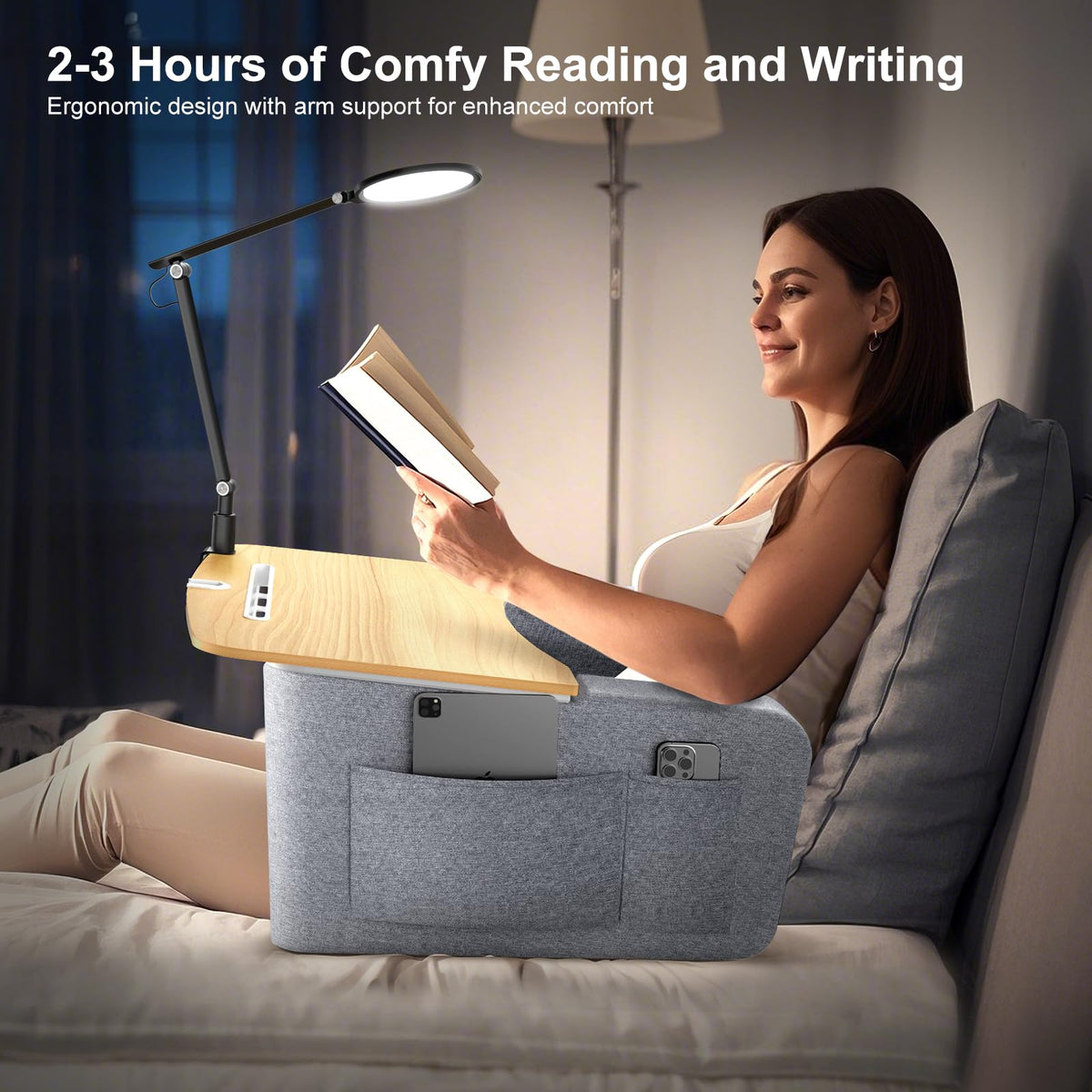 Lap Desk for Adults with Arm Rests,Ergonomic Laptop Pillow Stand for Bed,Couch,Floor,Large Table for Long Hours Work,Eating,Gaming,Reading and Writing,Lap Laptop Desk for College Dorm Room
