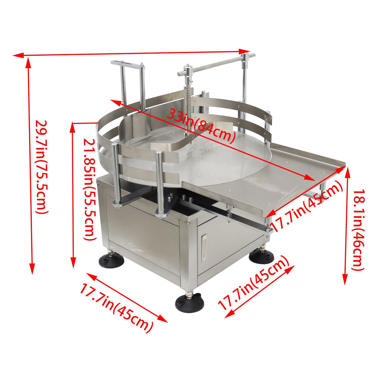 WYDDDARY Desktop Bottle Unscrambler Distributing Machine Automatic Bottle Accumulation Table Conveyor 23.6 inch Diameter Round Accumulation Table for Round Square Bottles Transfer 110V