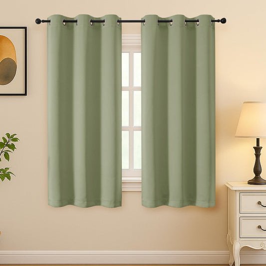 Simplebrand Sage Green Room Darkening Curtains for Bedroom 63 Inch Length 2 Panels Set, Thermal Insulated Energy Saving Curtains for Kids Room, Grommet Solid Nursery Window Treatment Drapes, W40 x L63