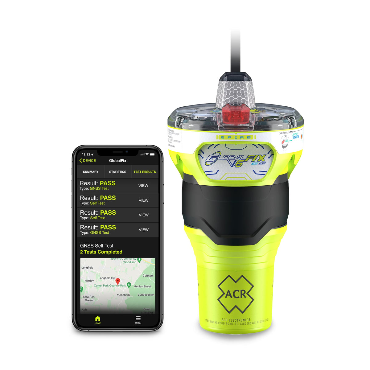 ACR GlobalFix V6 EPIRB with RapidDitch Express Bag - 2343.1: Reliable Emergency Beacon with Quick-Release Bag for Fast Deployment in Critical situations.