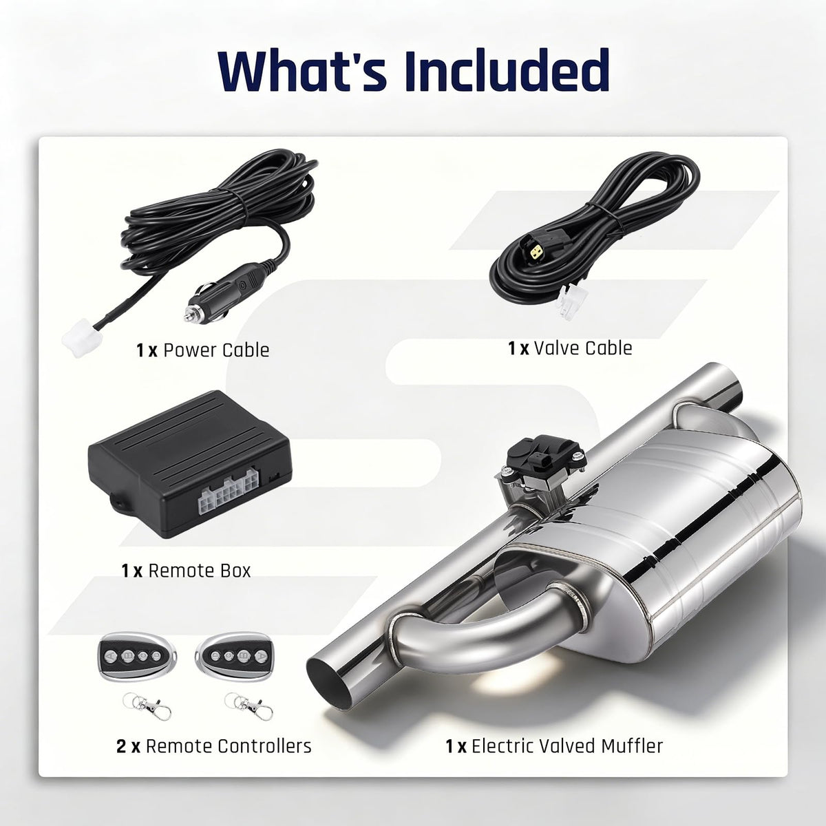 SPELAB Exhaust Cutout 2.5 Inch Universal Kit with Muffler Exhaust Valve with Muffler Cat Back Exhaust System Kit, Stainless Steel, Loudest Sound