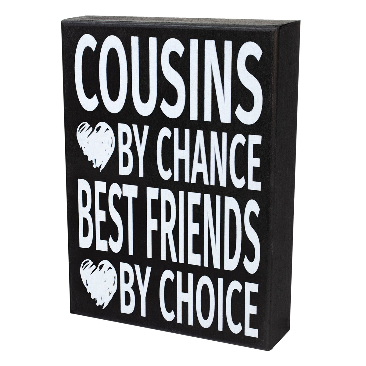 JennyGems Cousins By Chance Best Friends By Choice Wooden Sign, Shelf Decor and Wall Hanging, Gift for Cousins, Made in USA