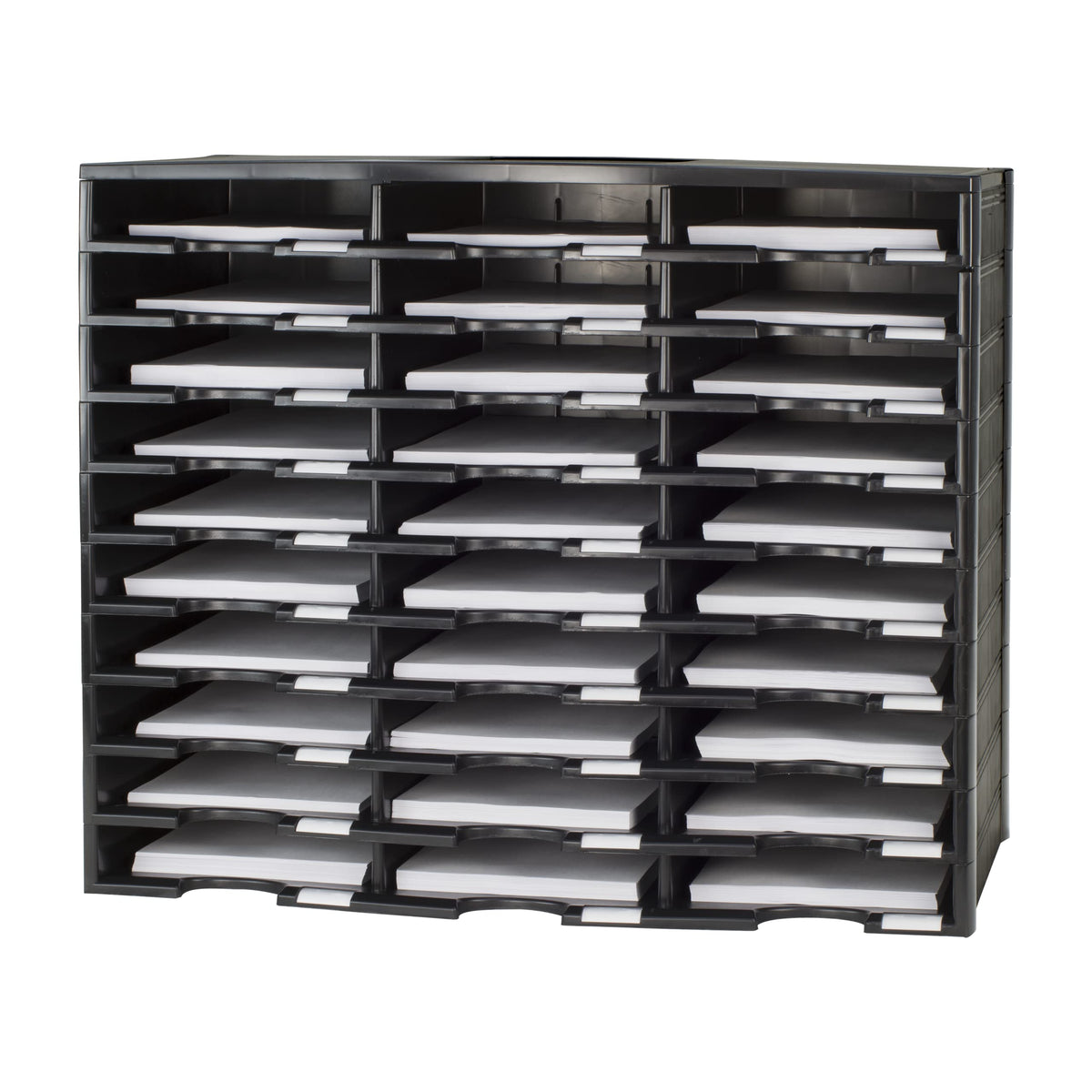 Storex Modular 30-Compartment Literature Organizer, Black