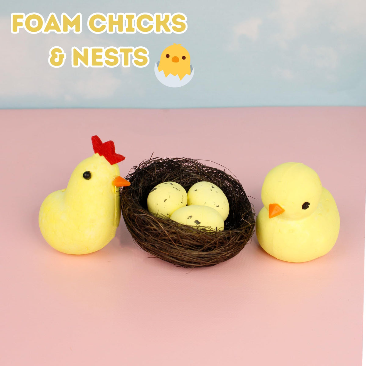 Festive Easter Craft Kit, Wreath Making Set Includes Foam Chicks, Bunnies and Eggs, DIY Springtime Characters Activity, 21 Total Pieces