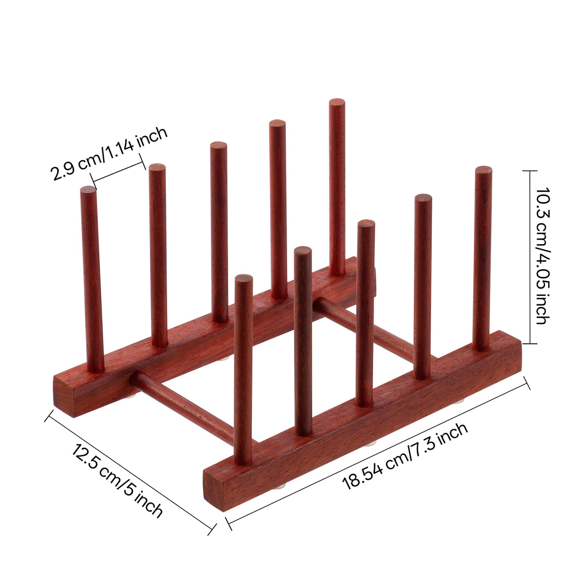 HBlife 4pcs Rosewood Wooden Dish Drying Rack - Home and Kitchen Organizer for Cups, Bowls, Pots, Lids, Cutting Boards & Plates Space-Saving for Cabinets Counters (4 Slots)