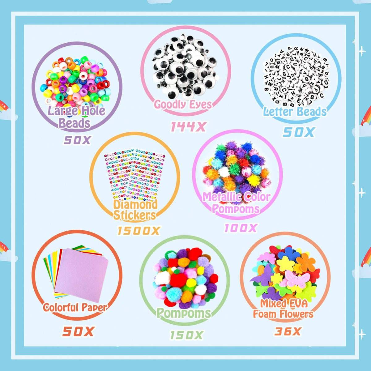 3000Pcs Arts and Crafts Supplies for Kids Craft Kits with Pipe Cleaners Crafting Supply All in 3 Layered Craft Box DIY Crafts for Kids Ages 4-8 8-12 Homeschool Supplies Toys Gifts for Girls & Boys