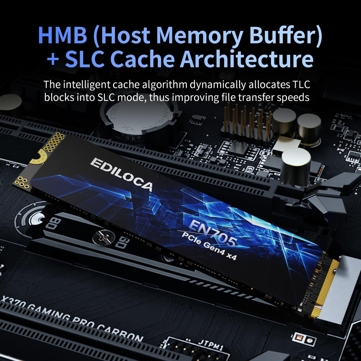 Ediloca 1TB SSD NVMe M.2 2280 PCIe Gen4 x4 Internal Solid State Drive - Up to 5000MB/s, 1TB SSD PS5 Dynamic SLC Cache, PS5 Compatible for Gaming PC Laptop(EN705)