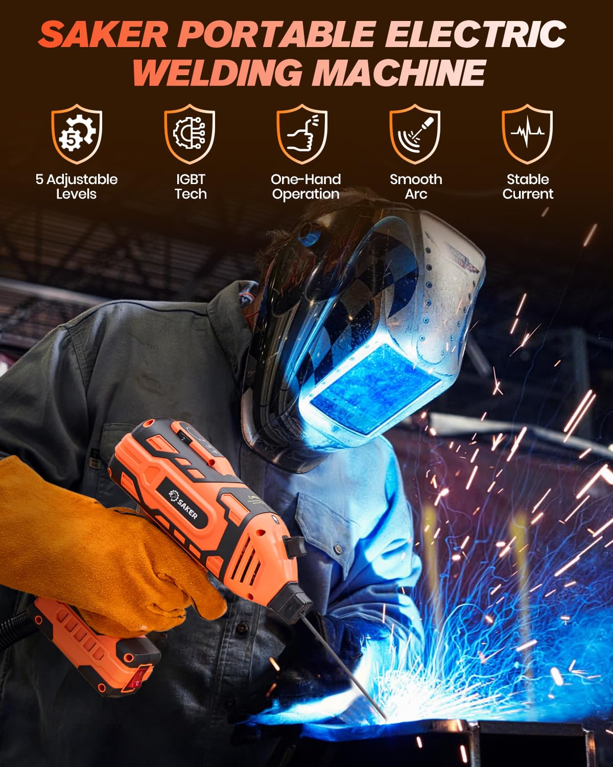 Saker Portable Welding Machine (Orange) - Saker E6013 Welding Rod 3/32'' 2-Pound