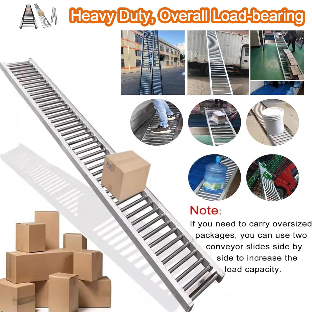 Adjustable Heavy Duty Conveyor Roller for Warehouse Unloading, 3.3ft to 33ft Length, 20" Width, Height-Adjustable Stand, 16.4ft Length - Ideal for Efficient Material Handling
