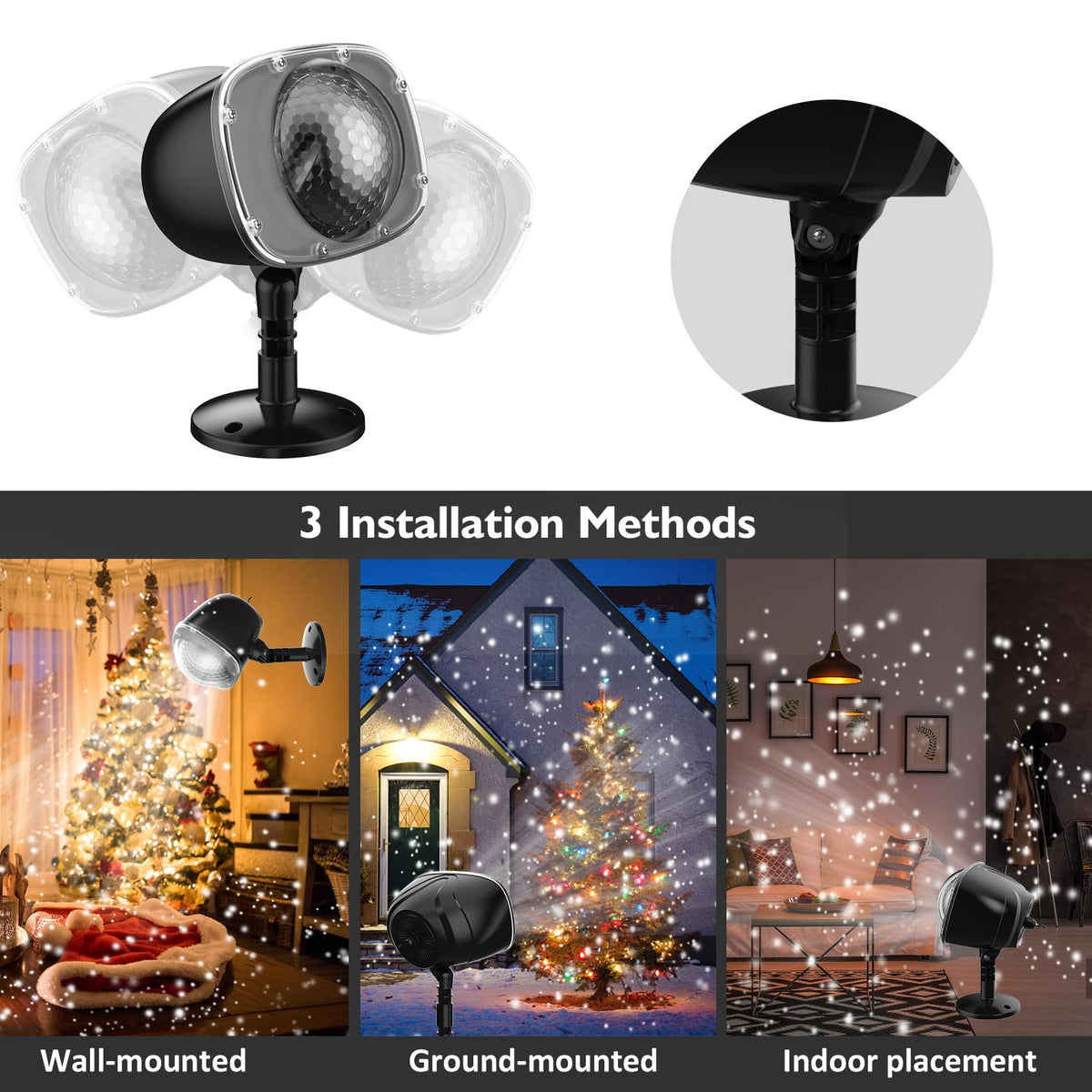 SOMKTN Christmas Snowfall Projector Lights, Holiday Projector Lights Waterproof Snow Flurries Landscape Spotlight with Remote for Xmas Party Wedding Home Decor