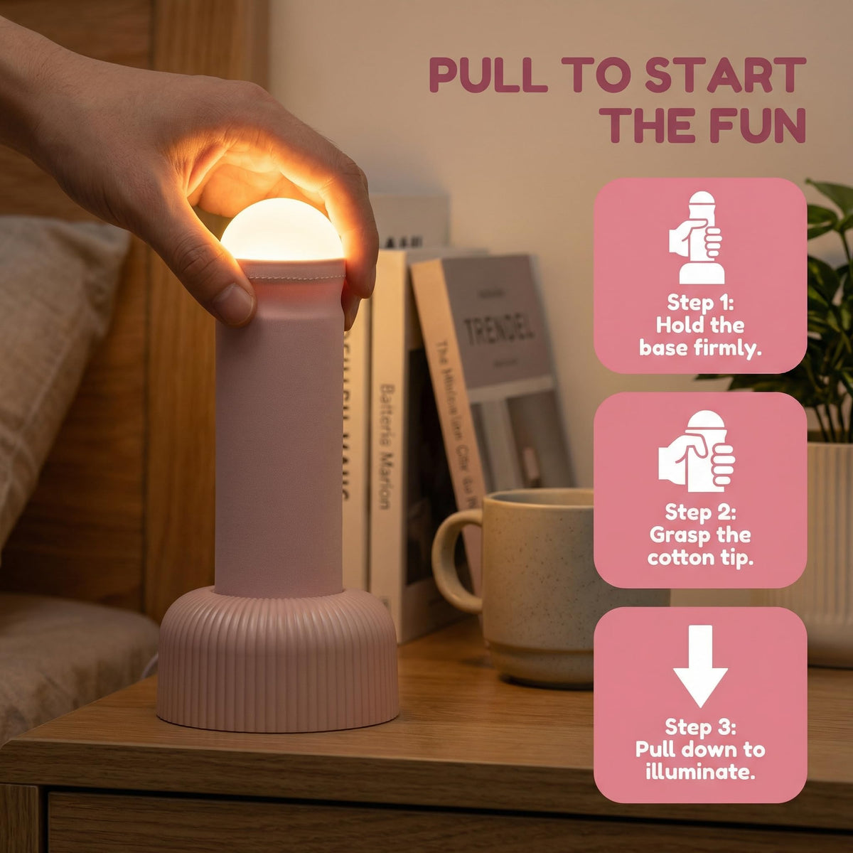 SMOOTHWIND Funny Night Light, Adult Gag Gift, Rechargeable Creative Column LED Lamp, Bedside Lamp for Bedroom, Weird Nightlight, Prank Decoration, Party Humor, Birthday White Elephant(Pink)
