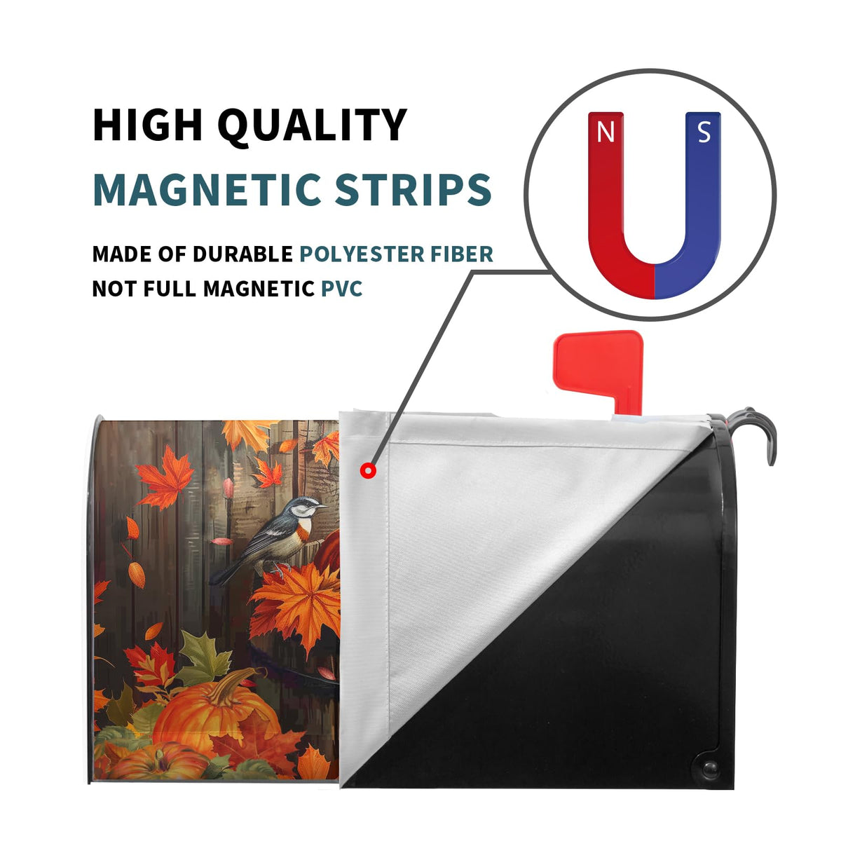 Autumn Thanksgiving Pumpkin Magnetic Mailbox Covers Fall Maple Leaf Mail Box Cover Decoration Fall Autumn Large 25.5"x21" Mailbox Wrap Decor for Home Garden Yard Outside Decor
